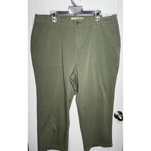 Liverpool cropped pants olive green NWT size 18W cargo wide leg plus size
